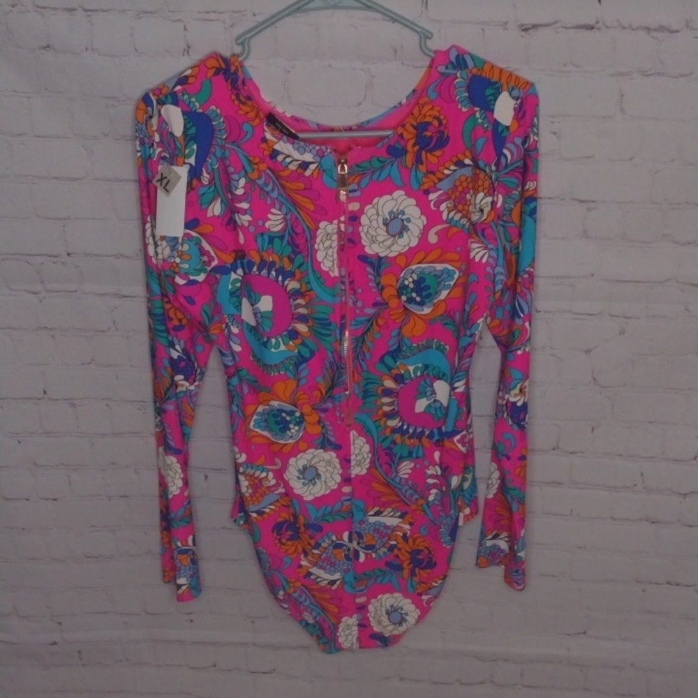 Kate Spade Vibrant Floral Bodysuit - Pink and Blue